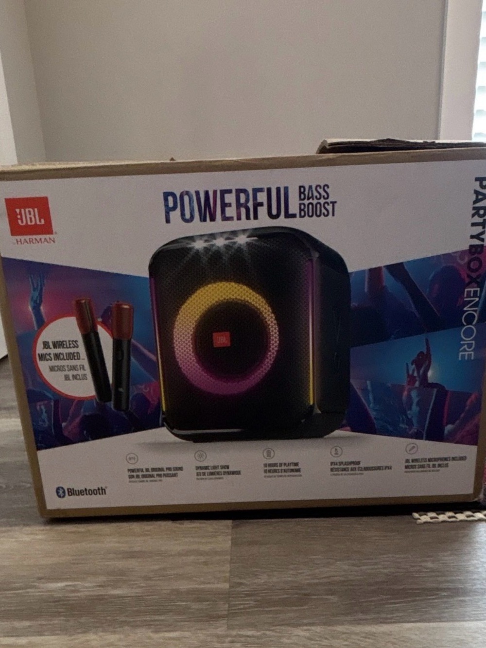 JBL Portable Bluetooth Speaker - Black with Yellow & Pink RGB Ring